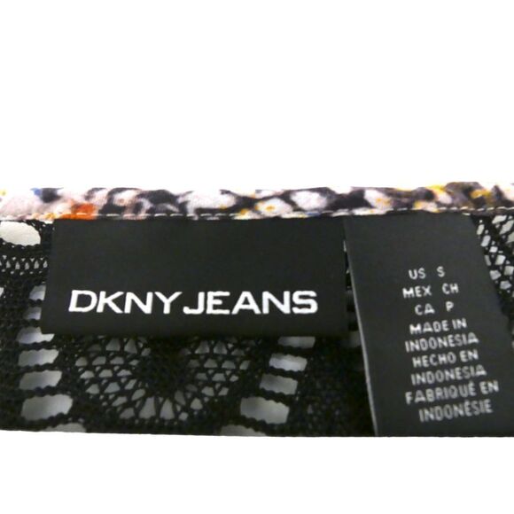 DKNY Jeans Asymmetrical Tank Top Abstract Print Lace Back‎ Boho Chic Size S - Picture 3 of 6